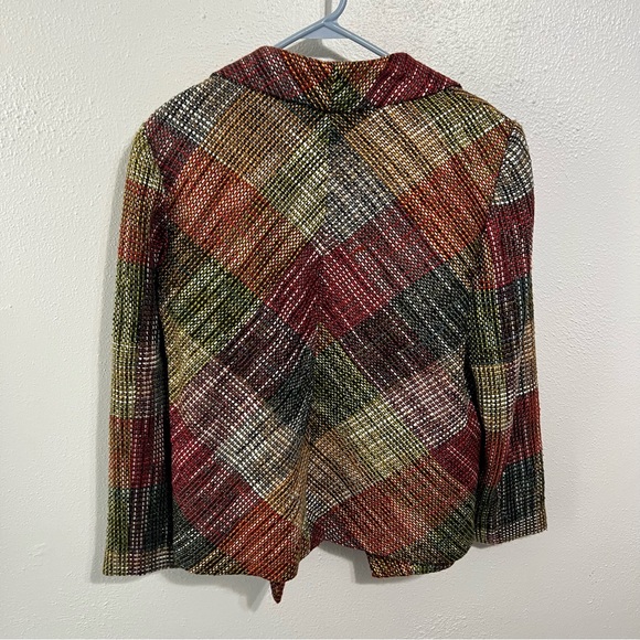 NWT Chico’s ruffle front plaid blazer size 2/large - Picture 5 of 8